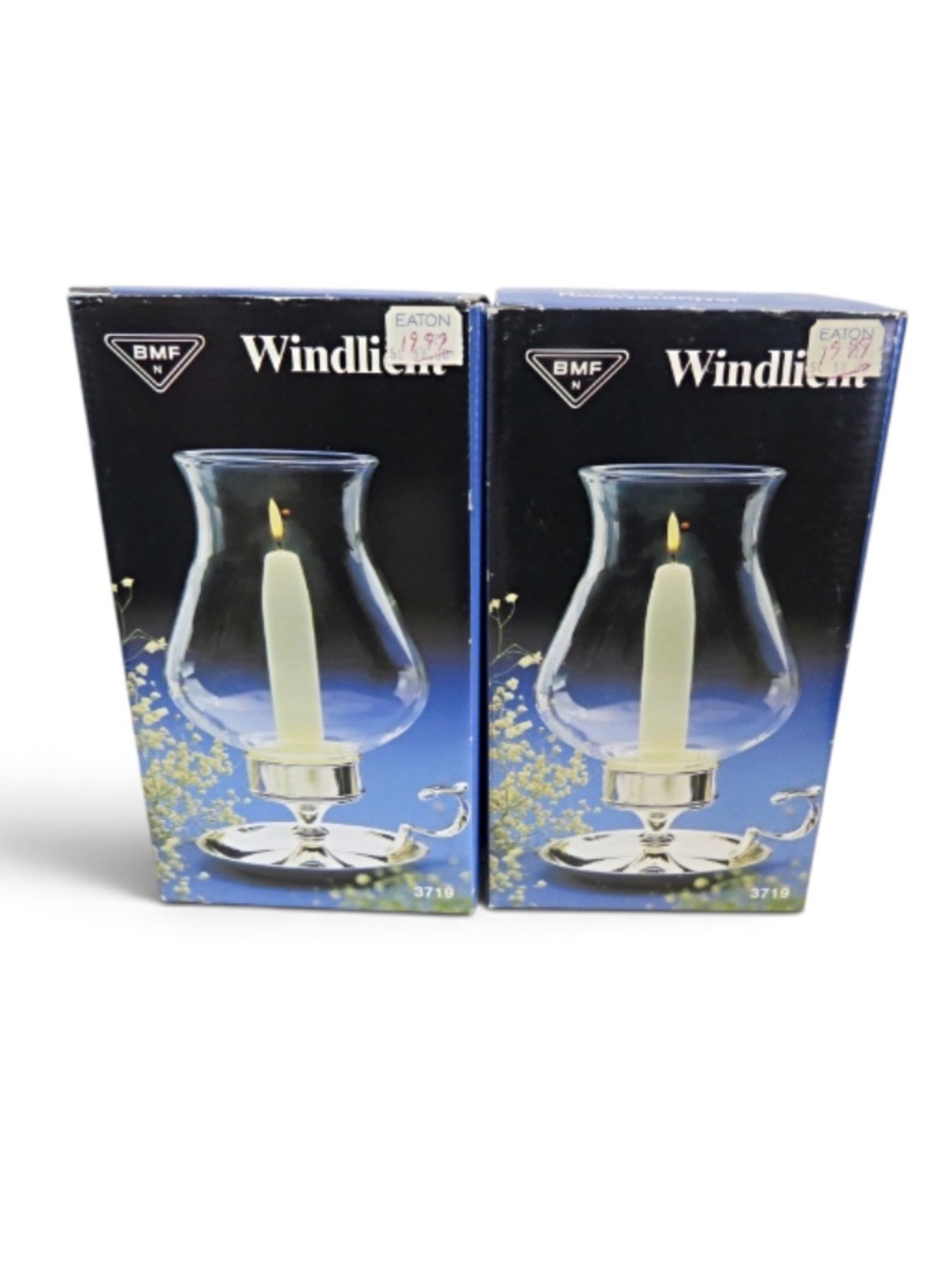 2 Vintage Candlesticks Candle Holders German Silver-plated & Glass Chimney